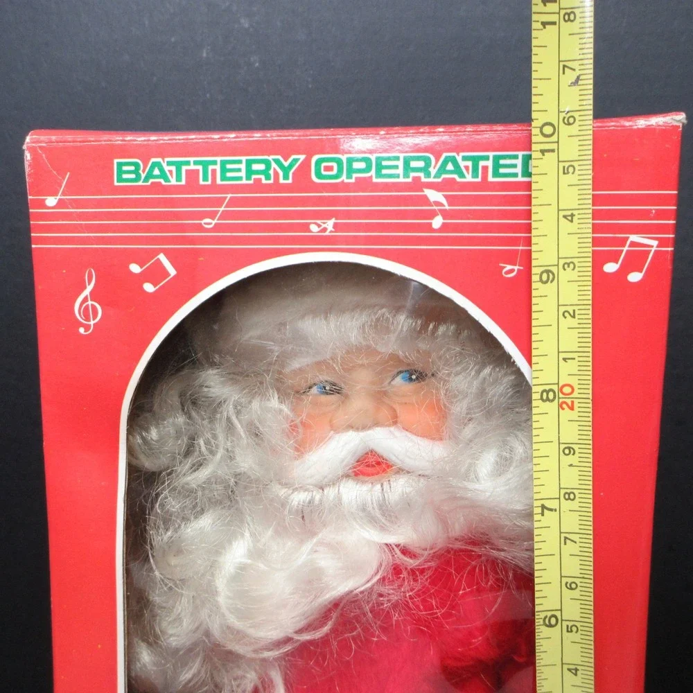 Vintage Walking Electronic Santa Claus Figurine Rings Bell Plays 3 Songs w/ Box